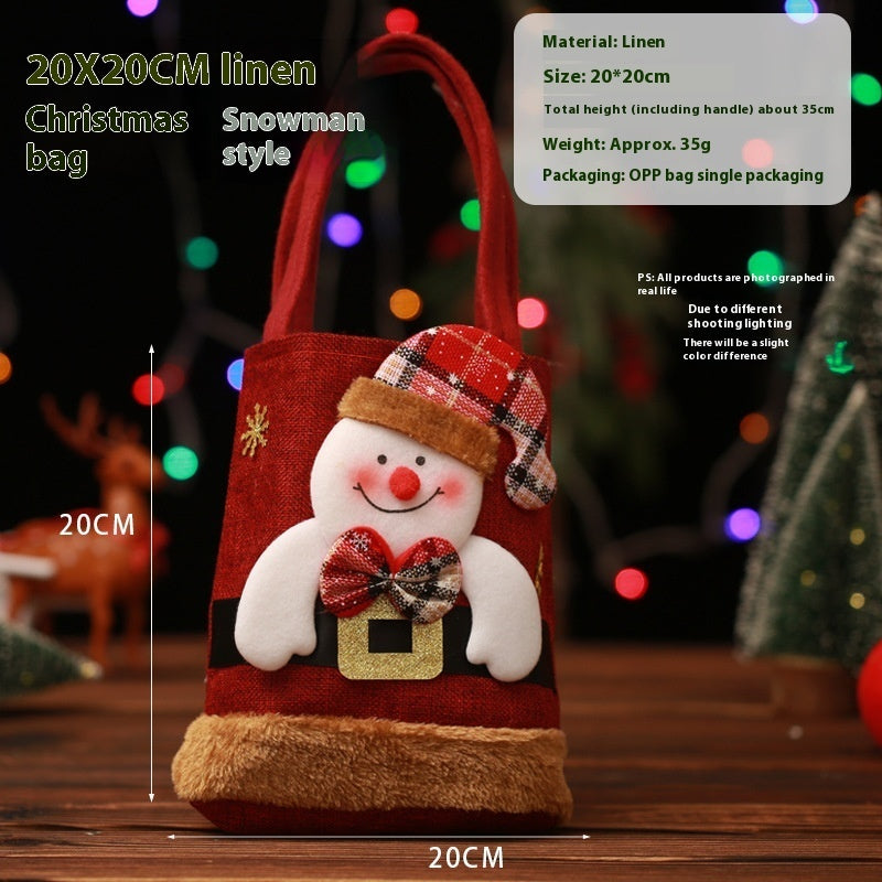 Cute Christmas Sturdy and Strong Reusable Gift Bags with 3D Designs-Snowman-Theone Apparel