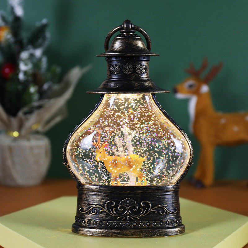 Cute Old Fashioned Christmas Snowglobe with Iron Wrought-Look-Elk-Theone Apparel