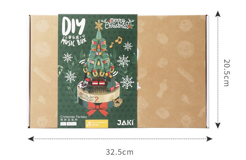 DIY Brick Building Block Rotating Christmas Tree Music Box Christmas Decoration-Theone Apparel