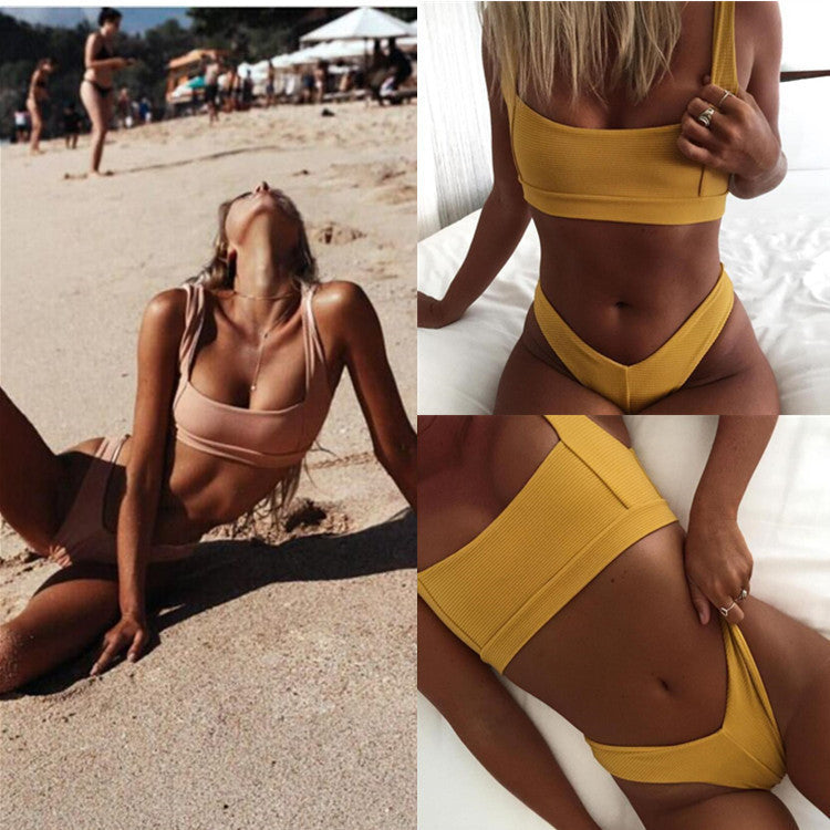 Effortless Split Bikini Swimsuit Designed for Beachside Glamour