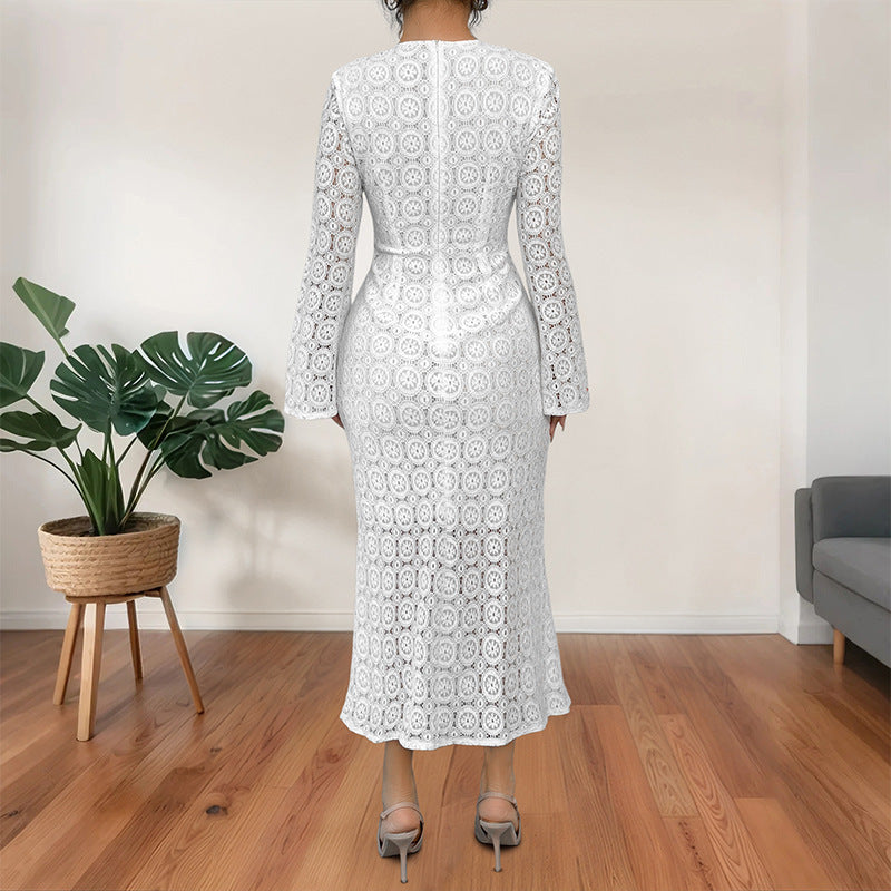 Elegant Lace Fishtail Dress with Alluring Flared Slim Silhouette