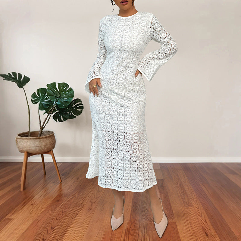 Elegant Lace Fishtail Dress with Alluring Flared Slim Silhouette