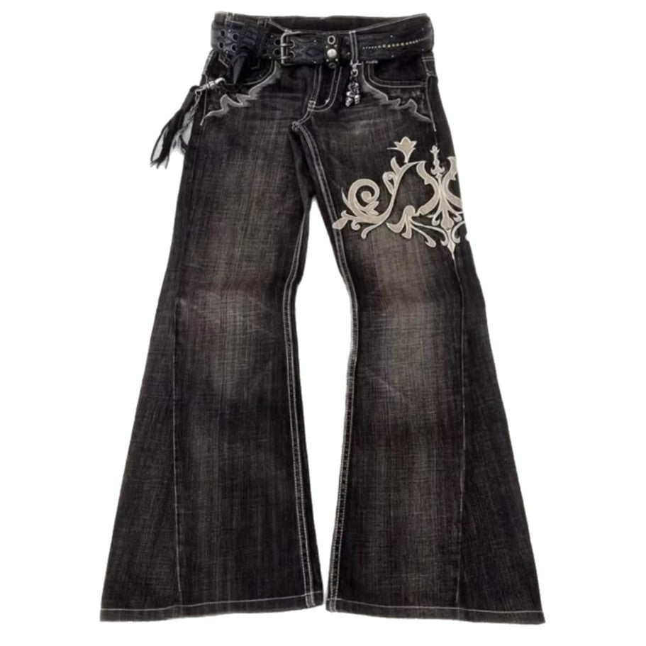 Fashion Embroidered Jeans with Machine-Stitched Elegance