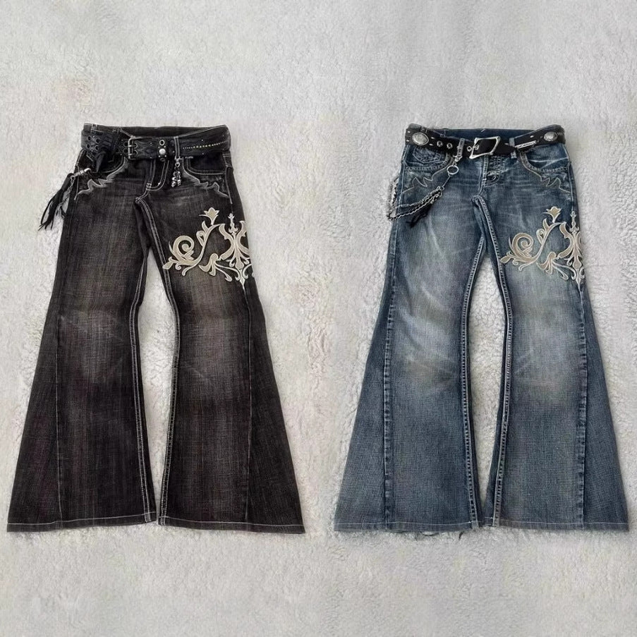 Fashion Embroidered Jeans with Machine-Stitched Elegance