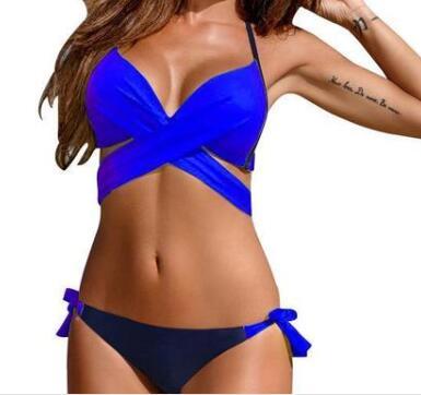 Fashionable Cross-Strap Steel Support Two-Piece Bikini Swimwear Collection