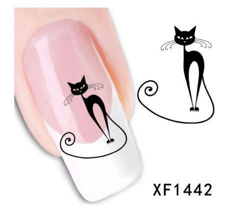 Floral and Botanical Black Nail Stickers for At Home Nails-XF1442-Theone Apparel