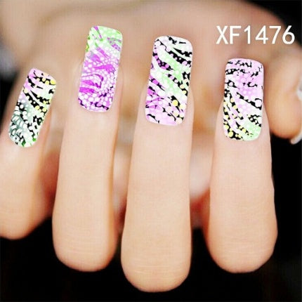 Floral and Botanical Black Nail Stickers for At Home Nails-XF1476-Theone Apparel