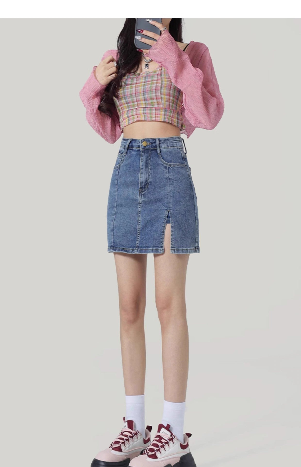 High Waist Denim Slim Skirt For Flattering Everyday Wear-Theone Apparel