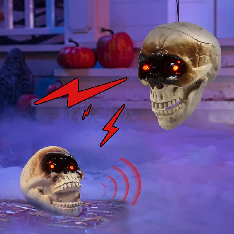Light Up Skull Animatronic with Motion Sensor Halloween Décor-Theone Apparel