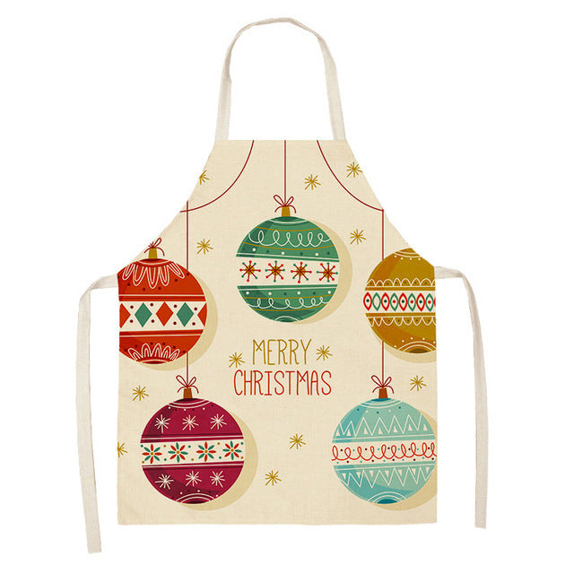 Merry Christmas Cotton-Linen Blend Self-Tie Adjustable Apron in Assorted Styles-Theone Apparel