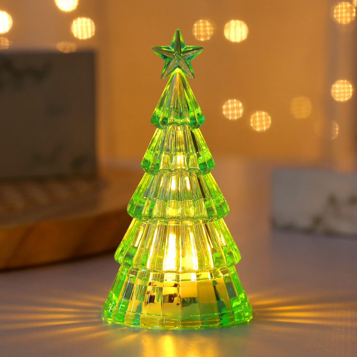 Modern Transparent Light-Up Plastic Christmas Tree Decoration in Assorted Colors-Light Green-Theone Apparel