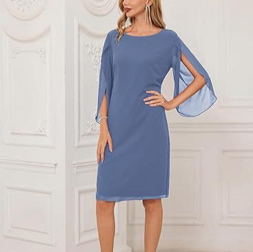 Robe de mousseline solide à manches irrégulières sophistiquées pour l'élégance sans effort