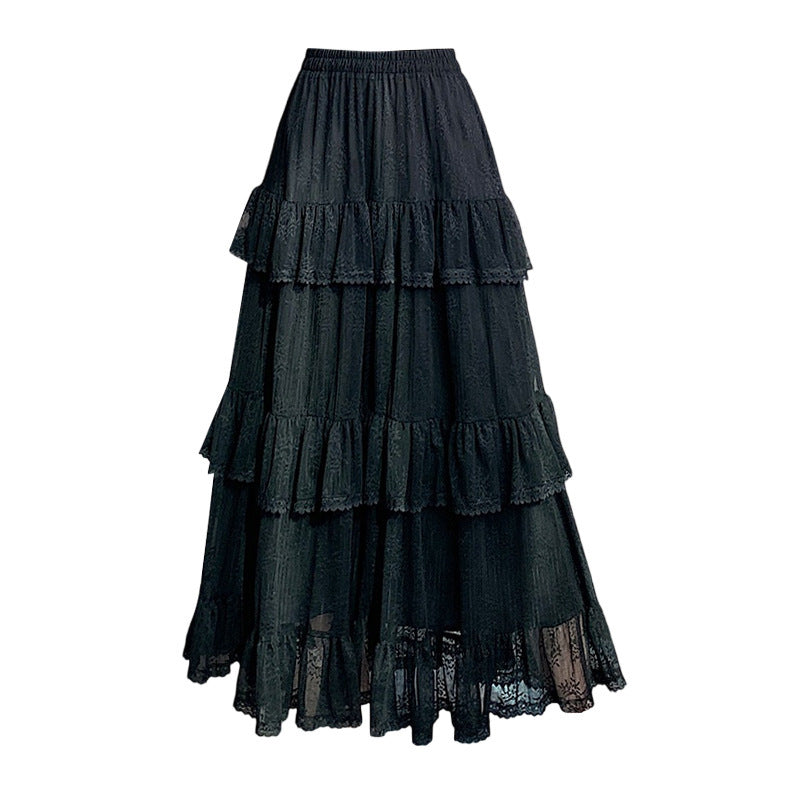Robe à gâteau en dentelle avec jupe à bulles net falbala