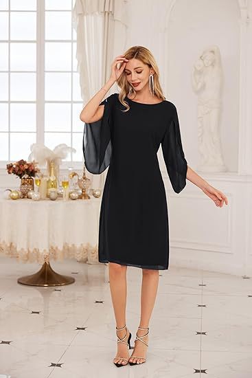 Robe de mousseline solide à manches irrégulières sophistiquées pour l'élégance sans effort