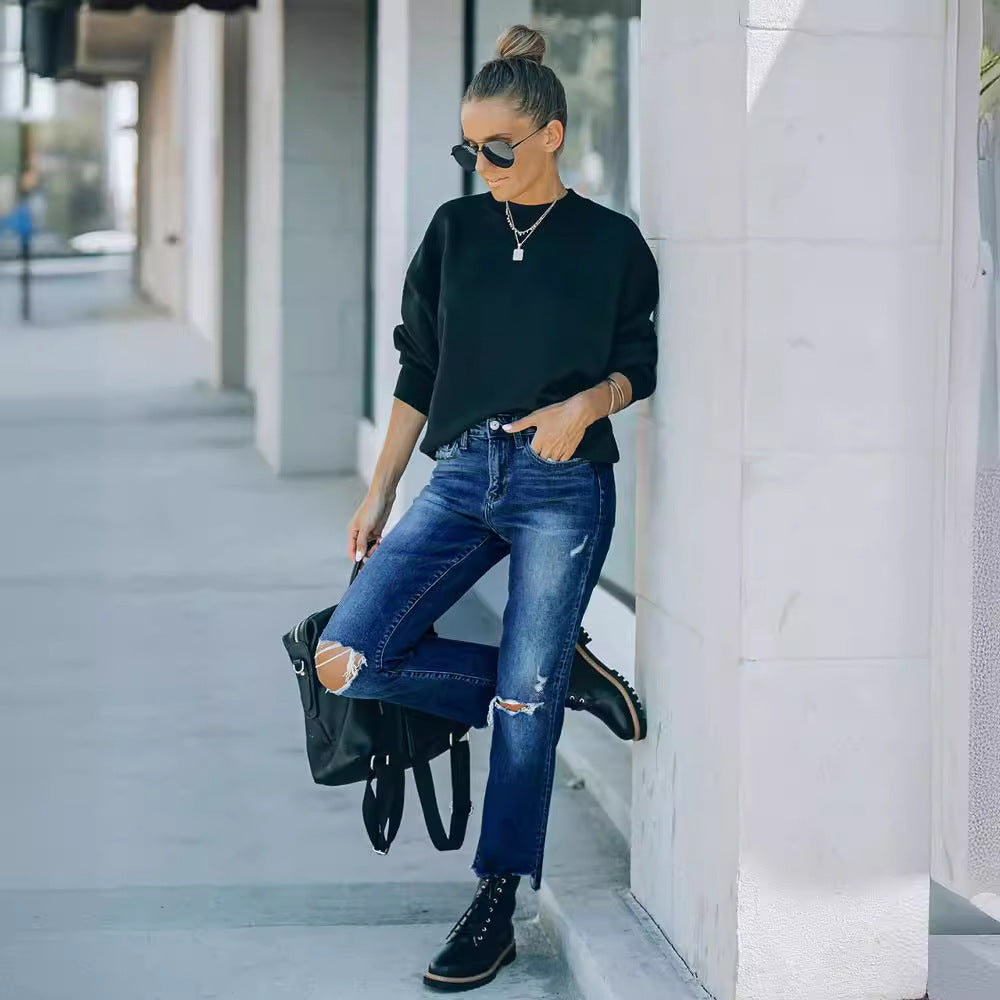 Rebound Slim-Fit Drain Jeans for Autumn Winter Styling-Theone Apparel