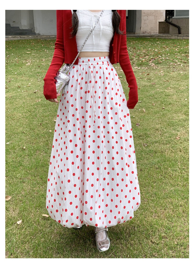 Red Polka Dot Skirt For Playful Summer Outfits-Theone Apparel