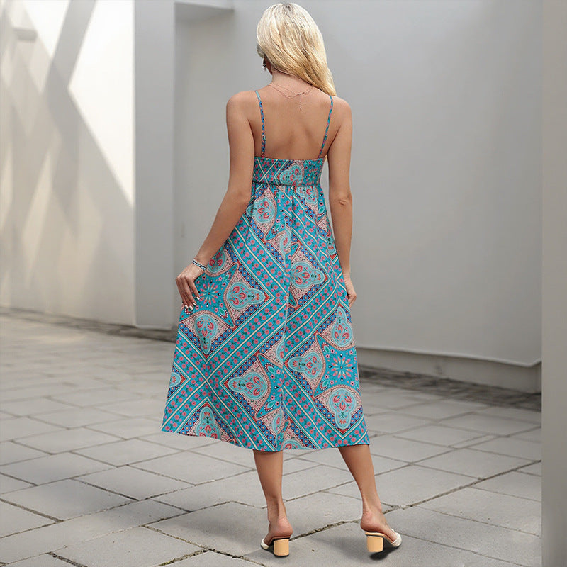 Robe coulissante à imprimé rétro avec vibrations vintage Lignes chics
