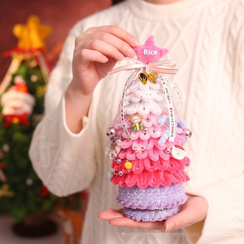 Shabby-Chic Handmade Pipe Cleaner Light-Up Christmas Tree Decoration in Assorted Colors-Theone Apparel