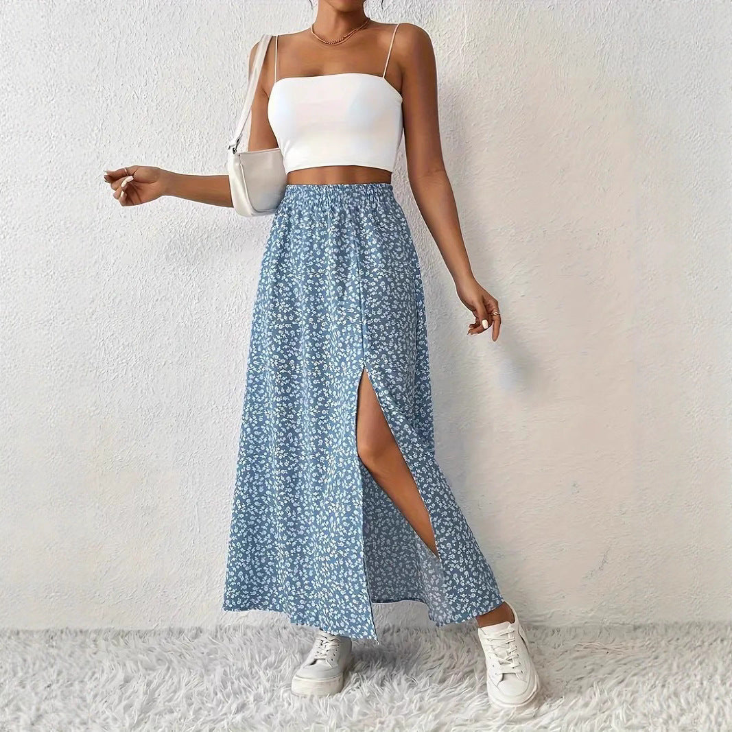 Side Slit Printed Skirt For Fashionable Everyday Wear-Theone Apparel