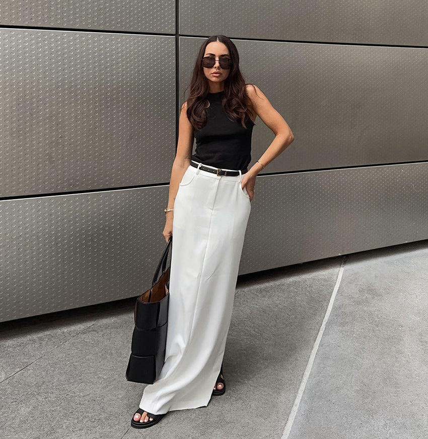 Simple White Straight Skirt For Effortless Everyday Charm-Theone Apparel