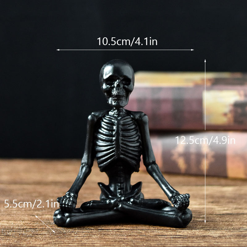 Skeleton in Yoga Poses Halloween Decorations with Non-Slip Base-Black C-Theone Apparel