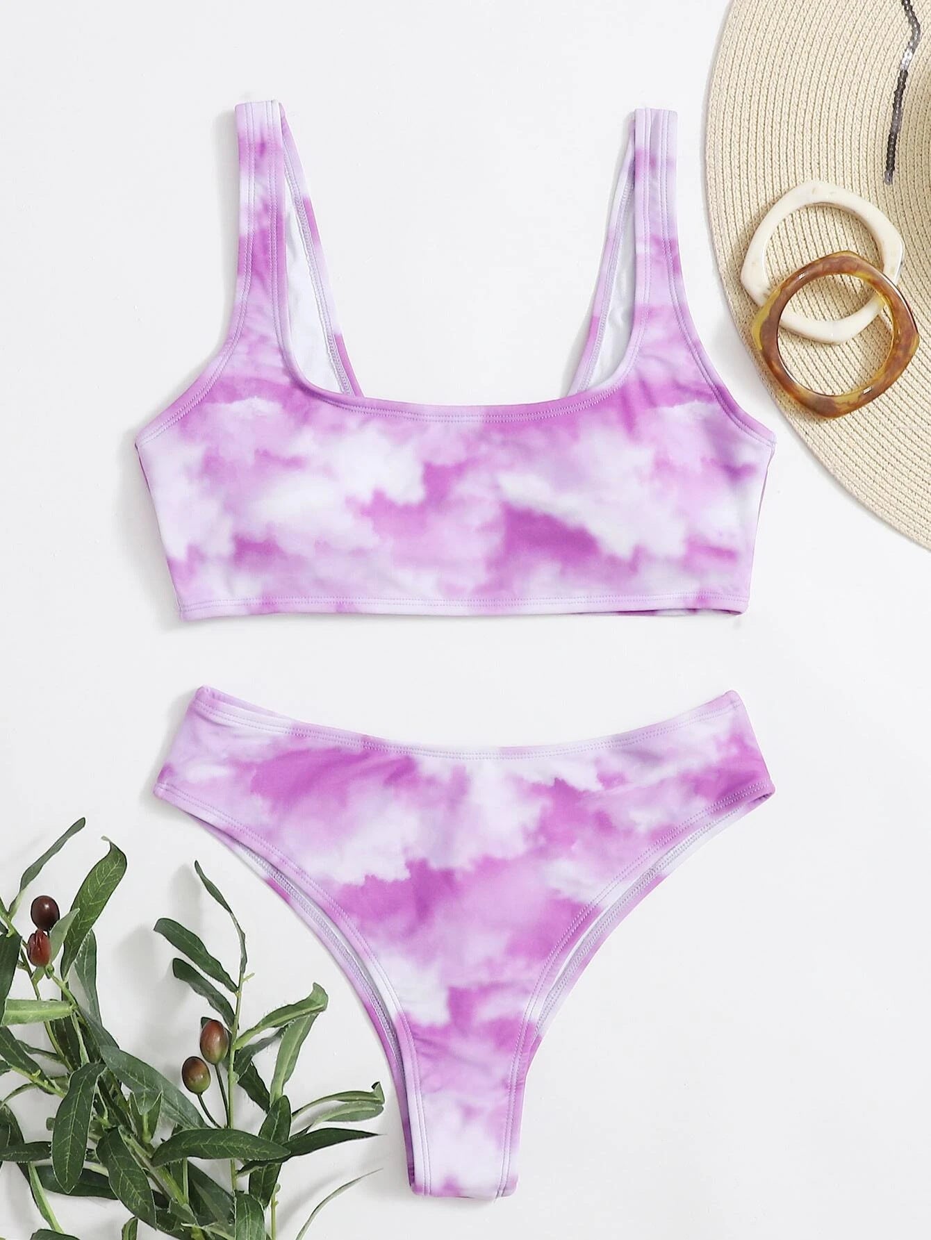 Tie-Dye Vest Split Bikini for Vibrant Beach Fun-Theone Apparel