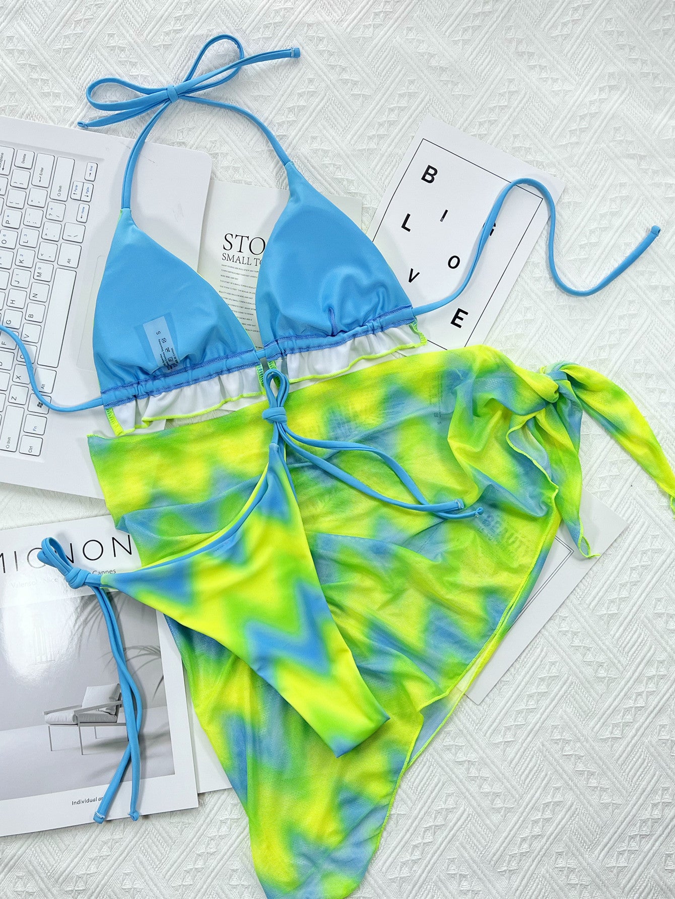 Tie-Dyed Single-Side Bikini for Vibrant Summer Beach Vibes-Theone Apparel
