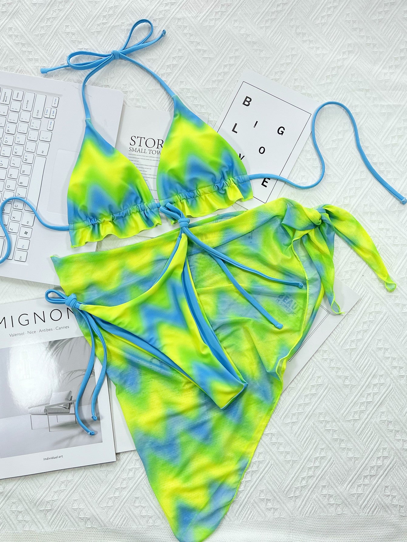 Tie-Dyed Single-Side Bikini for Vibrant Summer Beach Vibes-Theone Apparel