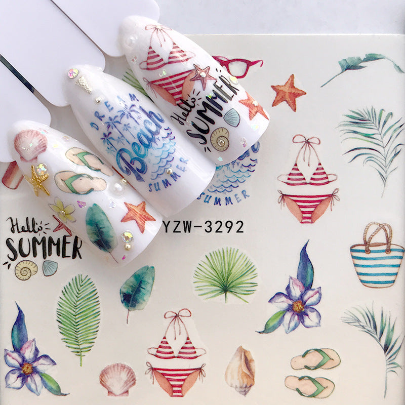 Tropical Beach Nail Sticker and Jewel Adornments for Manicures-B-Theone Apparel