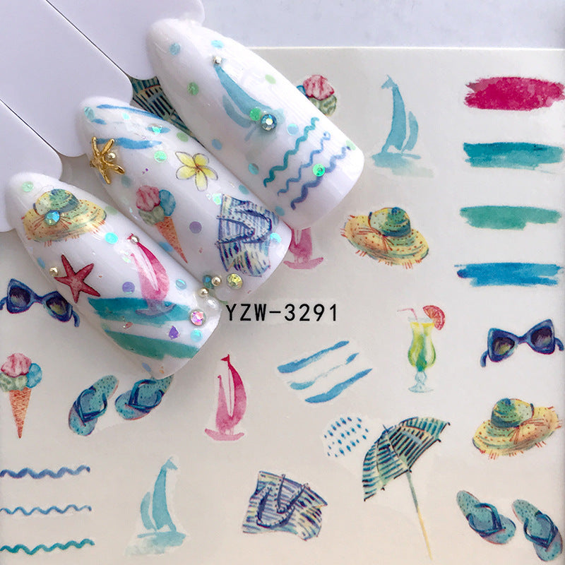 Tropical Beach Nail Sticker and Jewel Adornments for Manicures-A-Theone Apparel