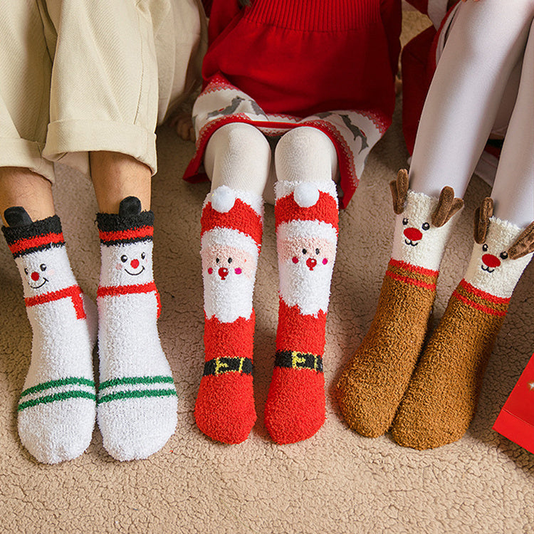 Ultra Soft Fleece Christmas Themed Crew Socks for Kids-Theone Apparel