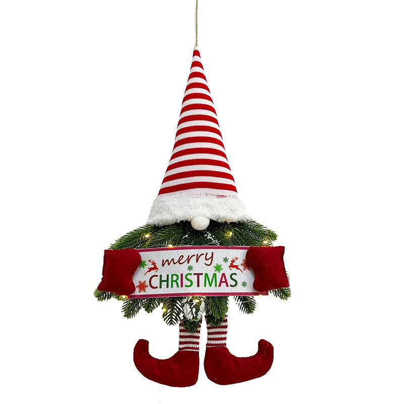 Whimsical Pine Gnome in Santa Hat Christmas Door Hanging Decoration-Short Leg-Theone Apparel