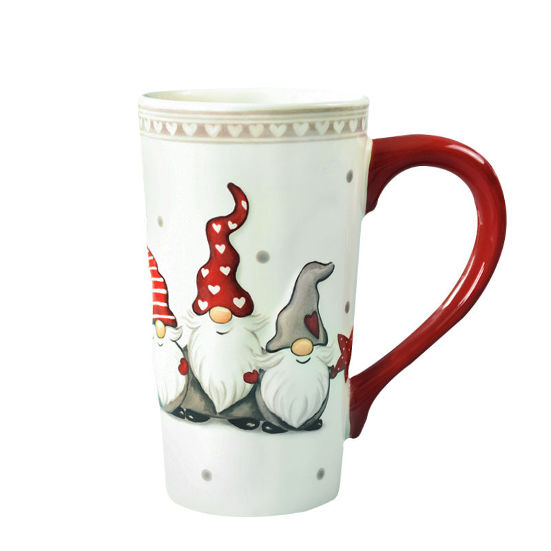 White, Gray & Red Gnome Trio Tall Ceramic Coffee Mug-Theone Apparel