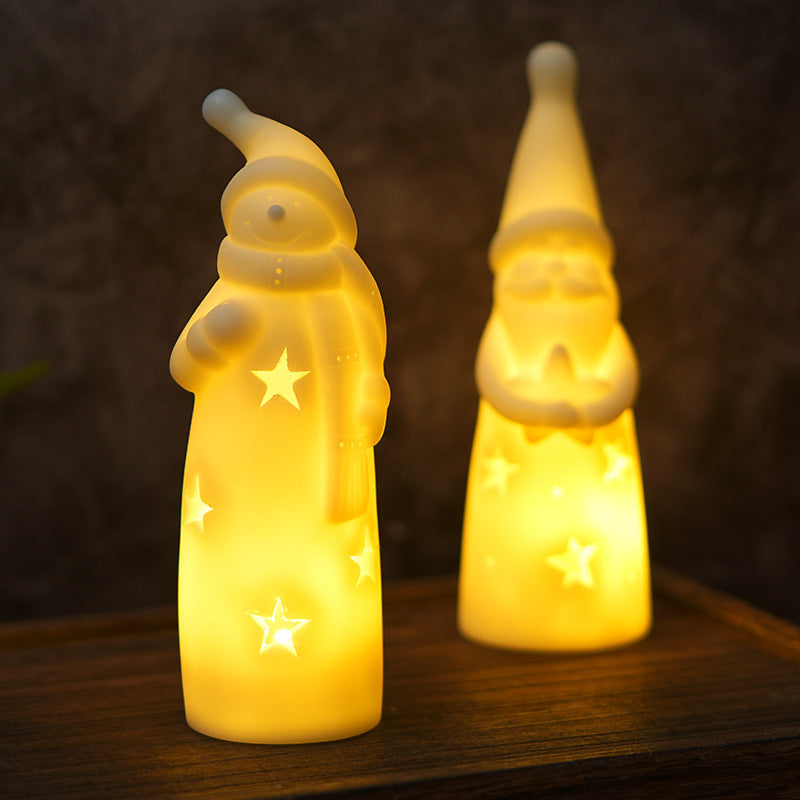 White Tall Light-Up Battery-Operated Plastic Statue Christmas Decoration in Assorted Styles-Theone Apparel