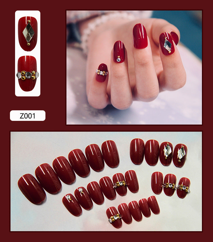 Women's Earth Tone Stone Adornment Nail Set in Nude-Z001-Theone Apparel