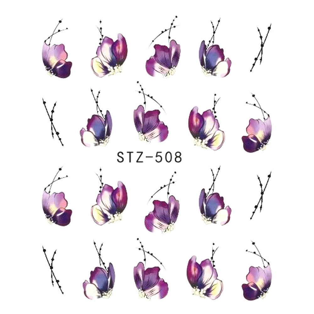 Women's Floral Nail Stickers for Accent Nails and False Nails-STZ 508-Theone Apparel