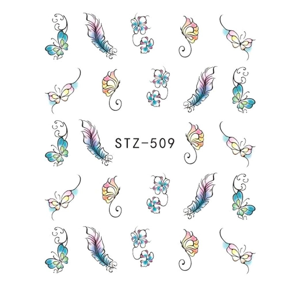 Women's Floral Nail Stickers for Accent Nails and False Nails-STZ 509-Theone Apparel