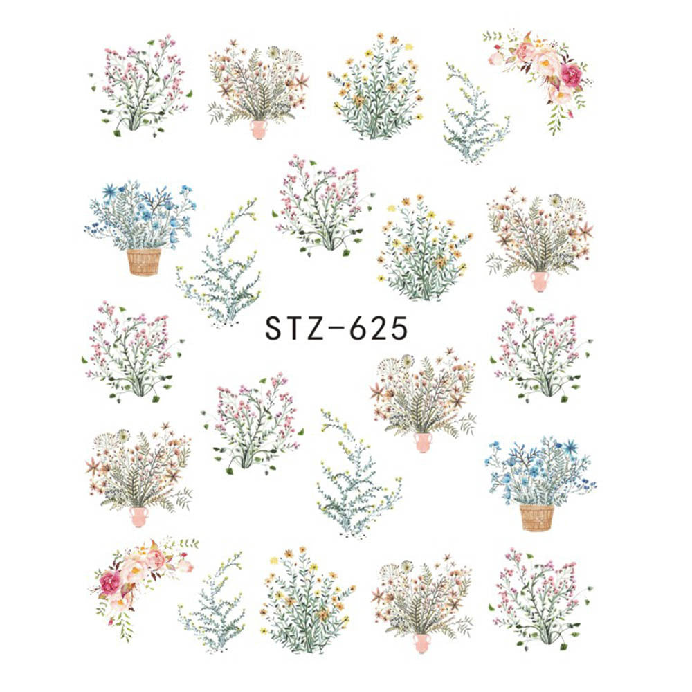 Women's Floral Nail Stickers for Accent Nails and False Nails-STZ 625-Theone Apparel