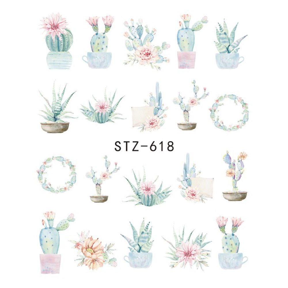 Women's Floral Nail Stickers for Accent Nails and False Nails-STZ 618-Theone Apparel