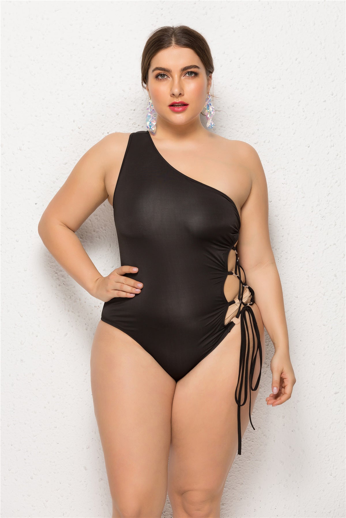 Women's One Piece Asymmetrical Swimsuit with Tassels-Theone Apparel