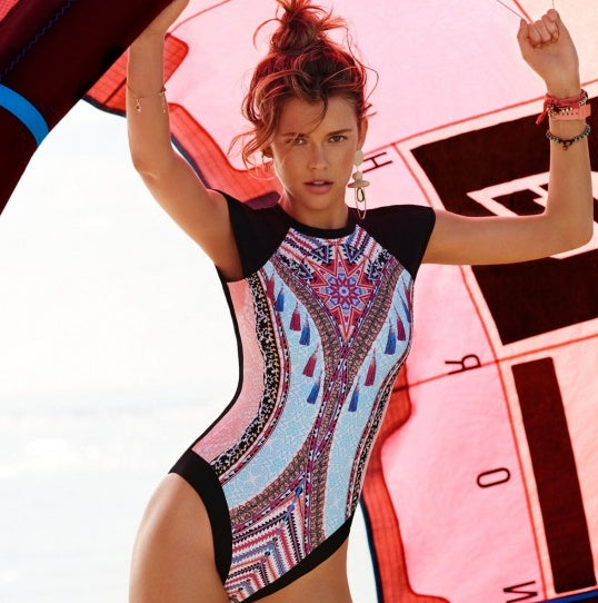 Women's One Piece Tapestry Print Colorful Swimsuit-Theone Apparel