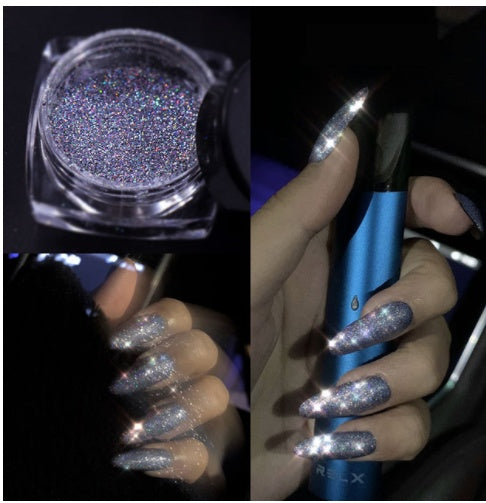 Women's Starry Night Nail Powder in Black with Silver Glitter-Theone Apparel