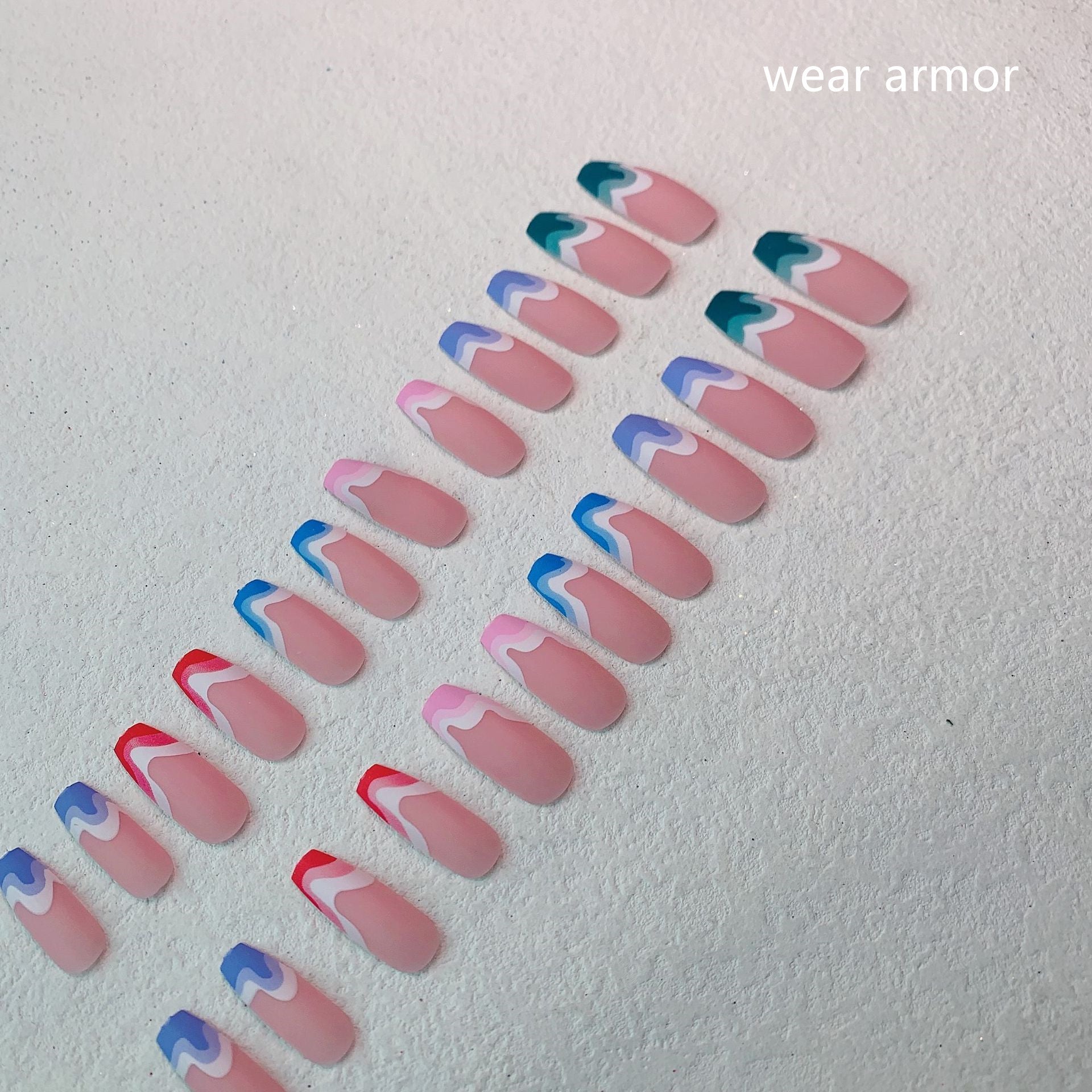 Women's Wavy Pattern Ballet Nail Set in Multiple Colors-Wearing armor-Theone Apparel