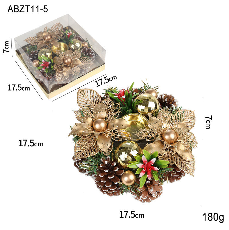 Wreath & Ornament Votive Candle Holder Christmas Centerpiece in Assorted Styles-Type E-Theone Apparel
