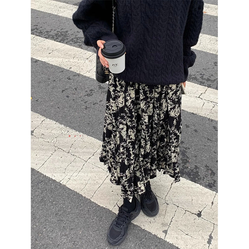 Western Style Tie Dyed Skirt For Slimming Casual Looks