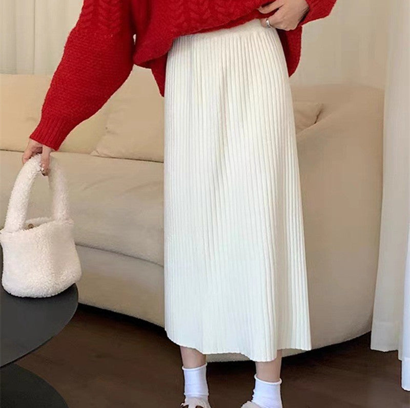 Solid Color Knitted Skirt For Effortless Everyday Style