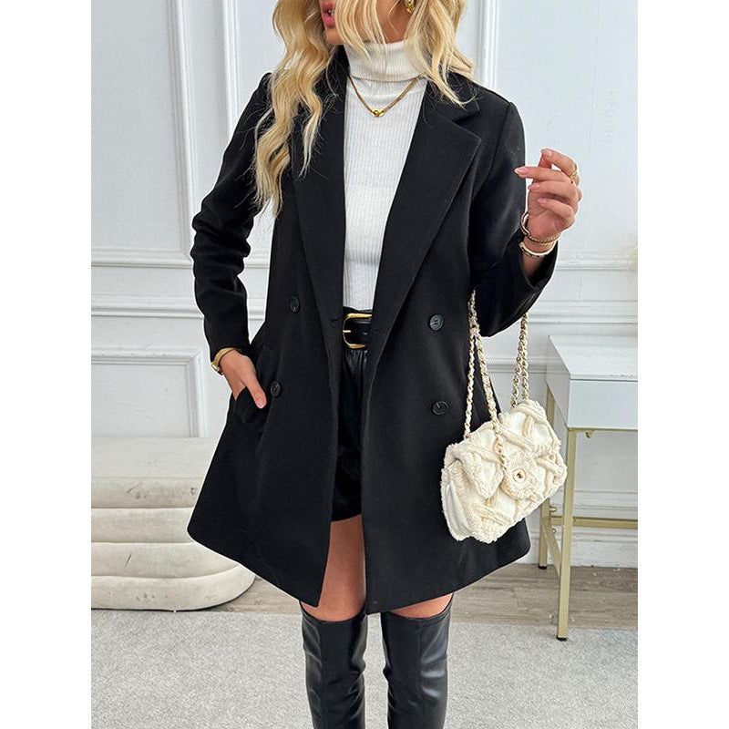 Wool Mid-length Slim-fit Women's Trench Coat