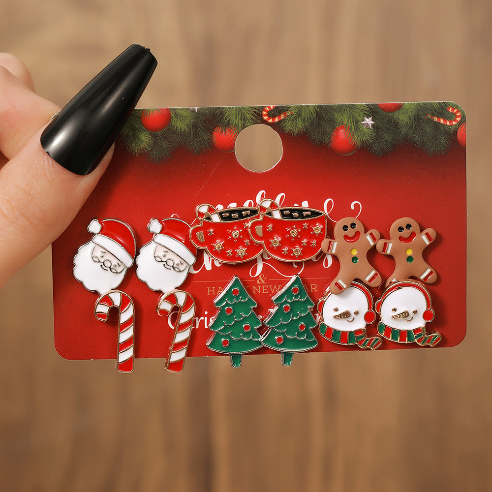 Christmas Themed Colorful Enamel Stud Back Earrings in Various Styles