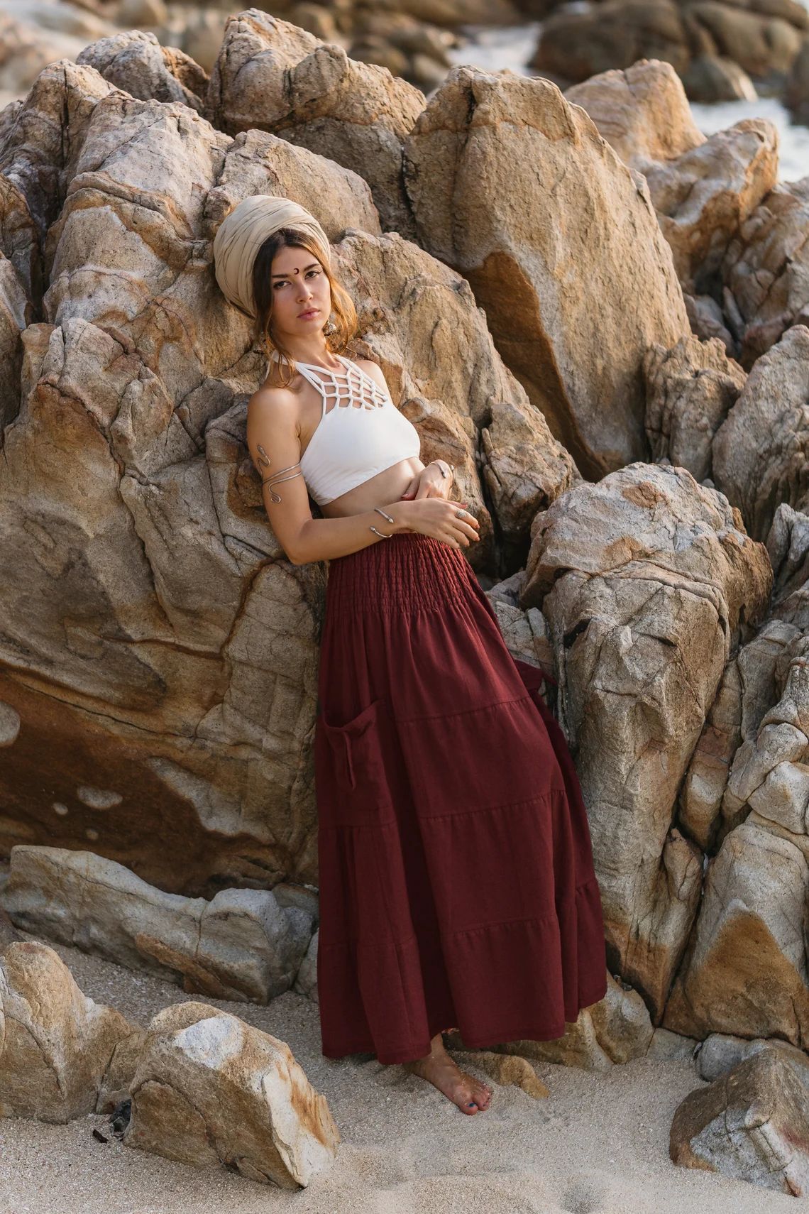 Bohemian Loose Solid Skirt For Relaxed Everyday Comfort