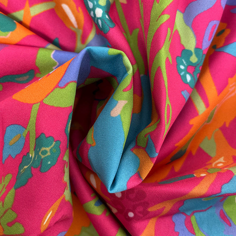 Color Block Floral Maxi Skirt With Elastic Drawstring Waist